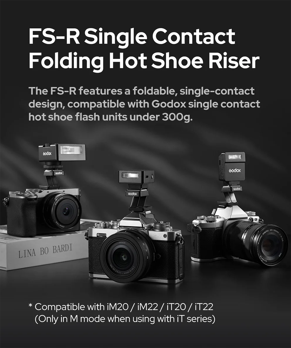 TR/ FS-R TTL Hot ShoeRiser Single Contact Folding Hot Shoe Riser with Canon Niko