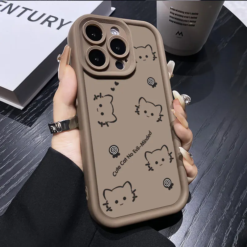Chic Cat-Design Shockproof Silicone Phone Case