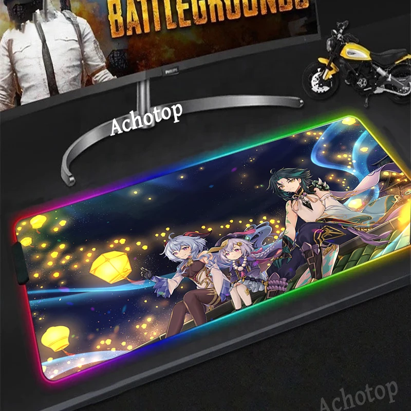 Игровой коврик для мыши Genshin Impact игровой со светодиодной подсветкой украшение