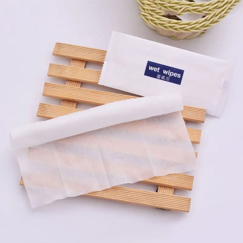 10Pcs Disposable Non-Woven Wet Wipes Tissue Individually Wrapped Portable Hand
