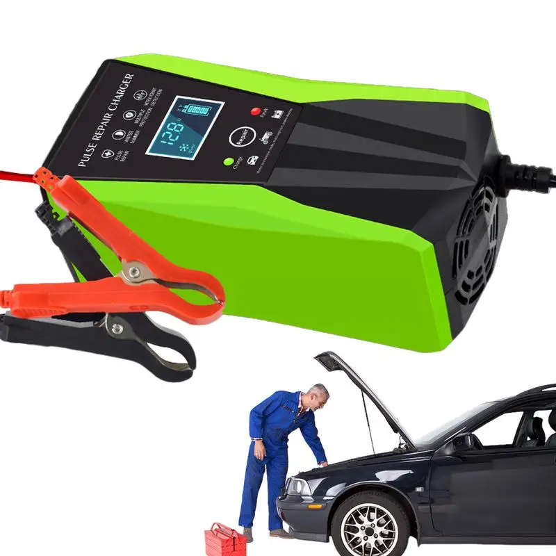 

12V Battery Charger High-Definition 12 Volt Battery Tester Intelligent LCD Display Automobile Battery Maintainer Pulse Repair