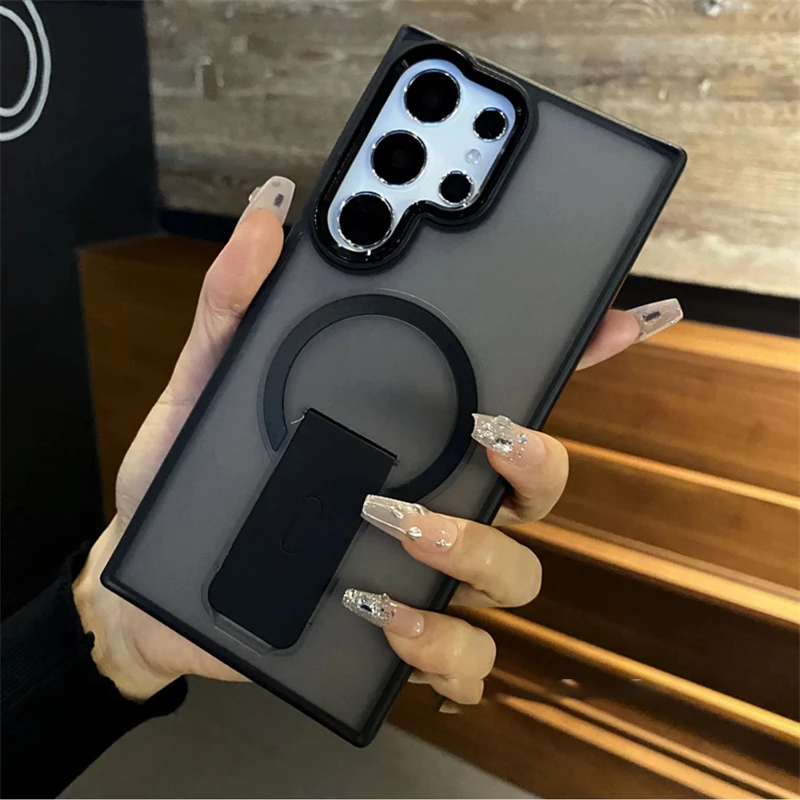 Premium Magnetic Wireless Charging Stand with Shockproof Matte Clear Cover