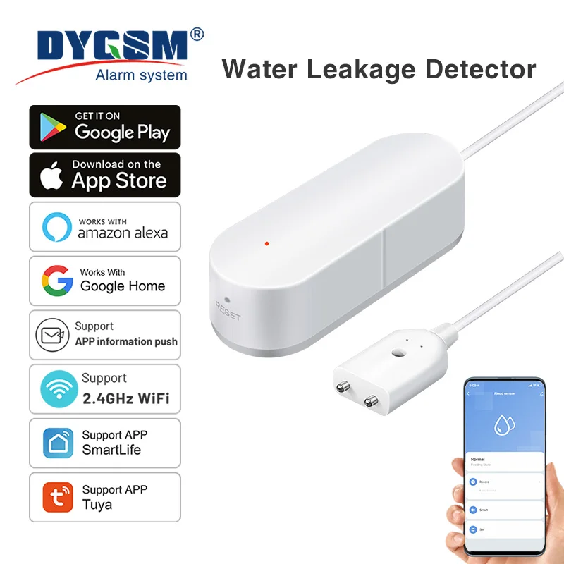 Tuya-Capteur de fuite d'eau WiFi, détecteur d'inondation pour maison intelligente, capteur de débordement d'eau, protection de sécurité avec Alexa et Google