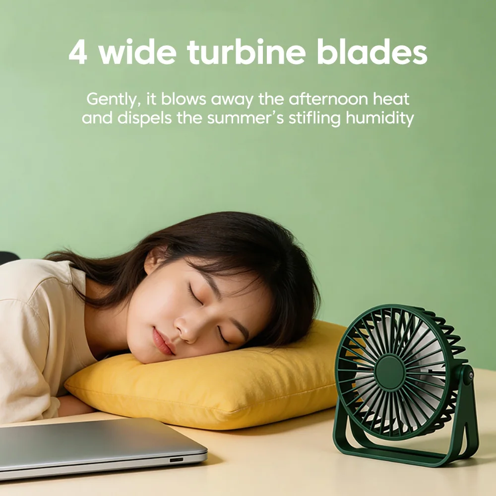 Portable Ultra-Quiet Mini USB Rechargeable Desk Fan for Home, Office, and Dormitory Use