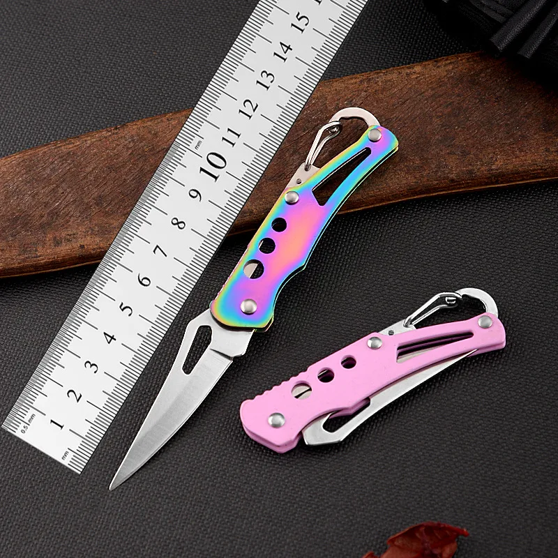 Portable Stainless Steel Shape Knife Camping Self Defense Outdoor Survival Supplies Tools Foldable Pocket Knife Mini Key