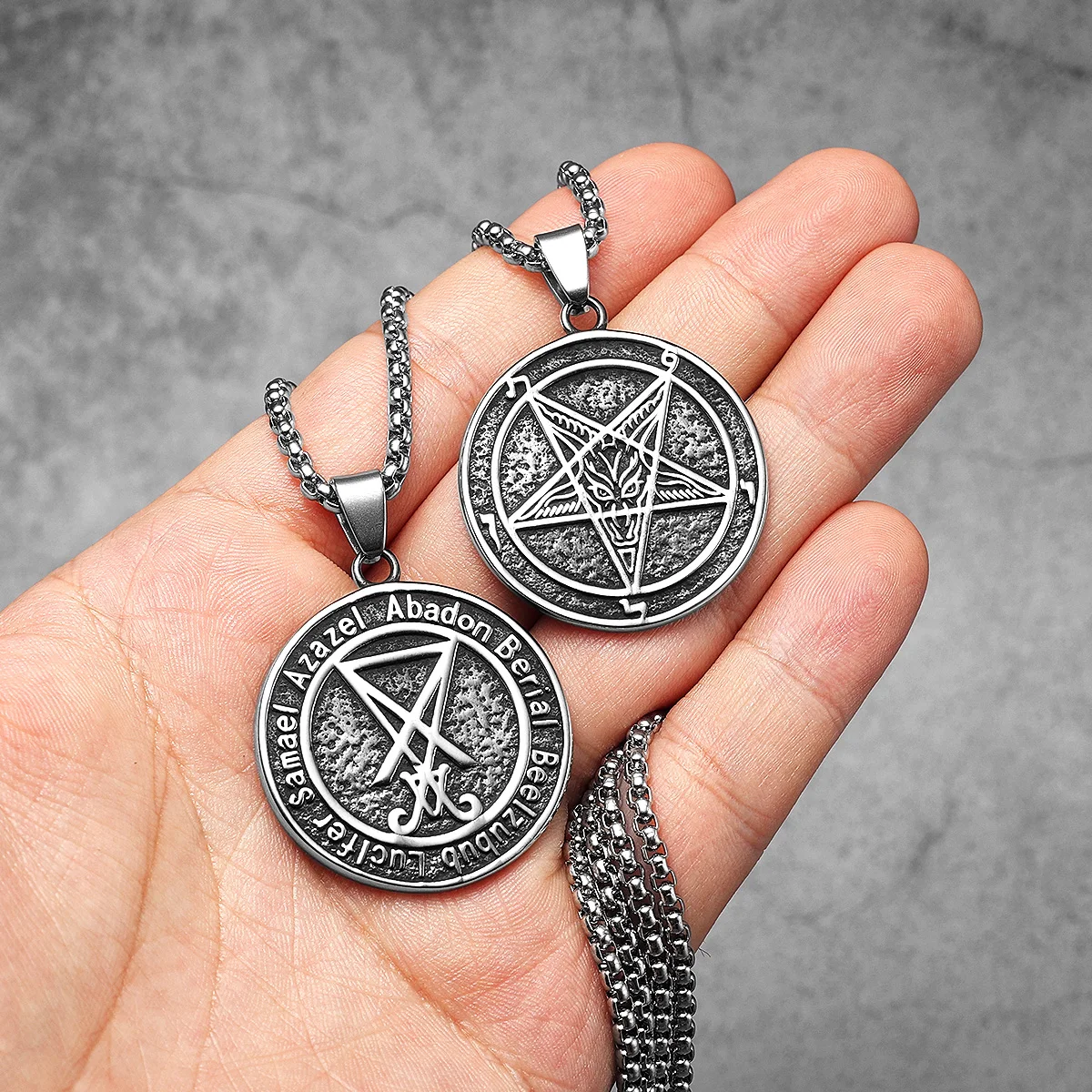 Hell Demon Satan Lucifer Stainless Steel Men Necklaces Pendant Chain Powerful Amulet Vintage For Women Jewelry Gifts Wholesale 2