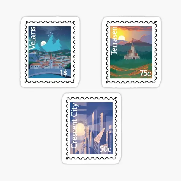 

Bookish Travel Poster Postage Stamp Stic 5PCS Stickers for Home Print Funny Window Room Decor Car Background Art Bumper