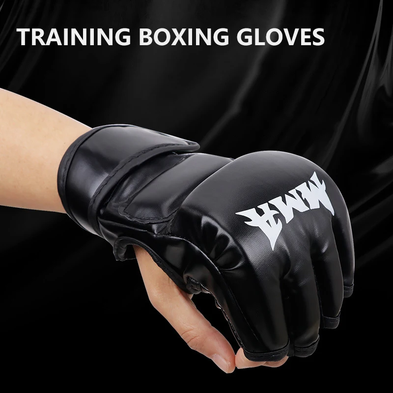 Professionella boxningshandskar, halvfinger, läderkudde för vuxna, sandsäck, knogar, UFC-träning_voghion.com