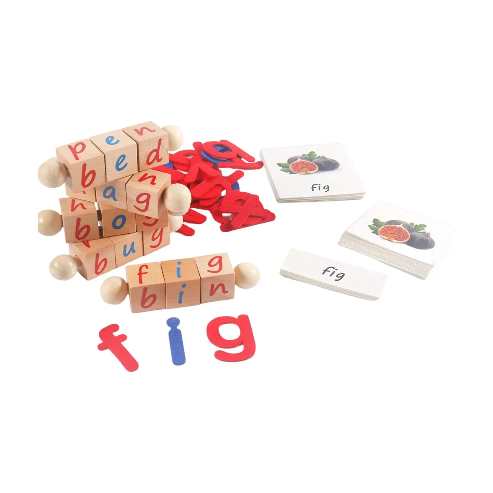 

Wooden Reading Blocks Games Spelling English Alphabet Learning Language