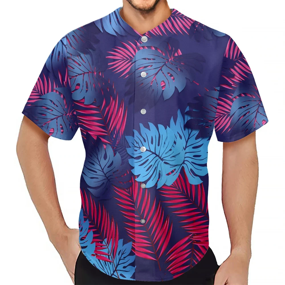 

Летняя мужская рубашка, полинезийская этническая одежда, Самоа, Гавайские Фиджи, Тапа, цветочный принт, пуговицы, дышащая Бейсбольная Футболка 2023