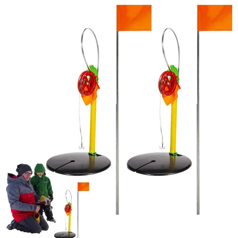 Winter Ice Fishing Rod Tip Up With Flag Marker Pole Indicator Portable