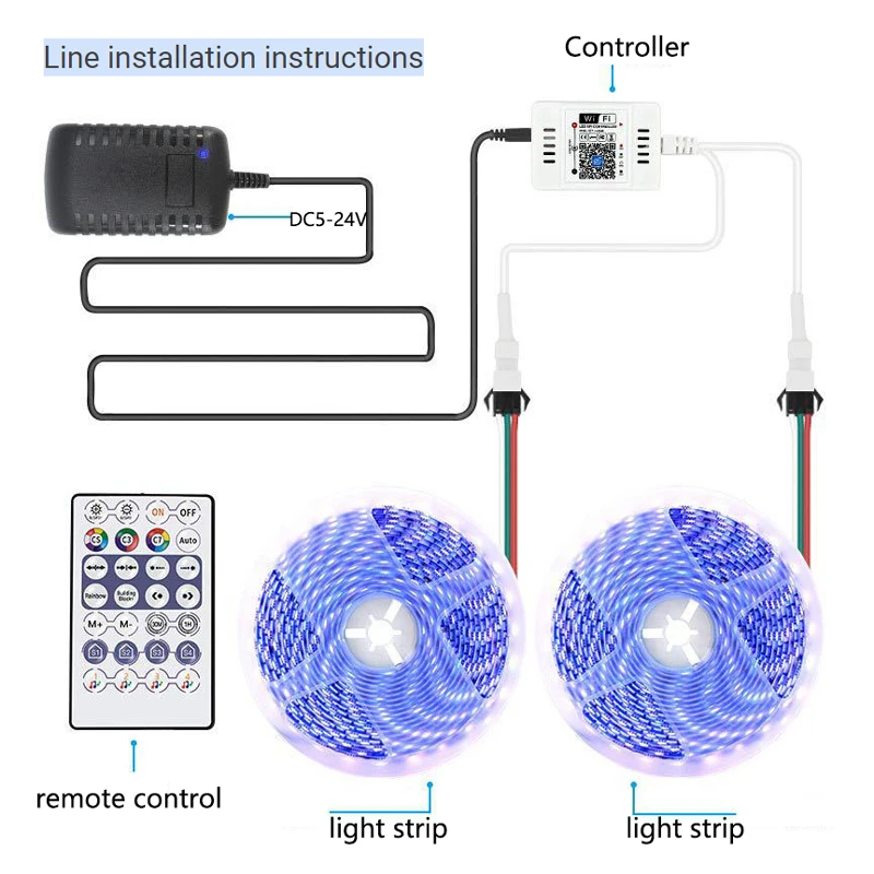 1-10PC WS2812 WS2811 Addressable Led Strip Lights WiFi RGB Pixels LED Controller Compatible Alexa/Google Home Magic Home DC5-24V