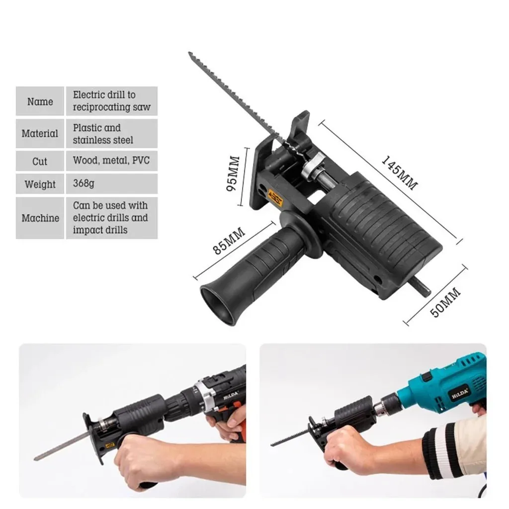 Portable Reciprocating Saw Adapter Electric Drill Modified Electric JigSaw  Power Tool Wood Cutter Machine Attachment with