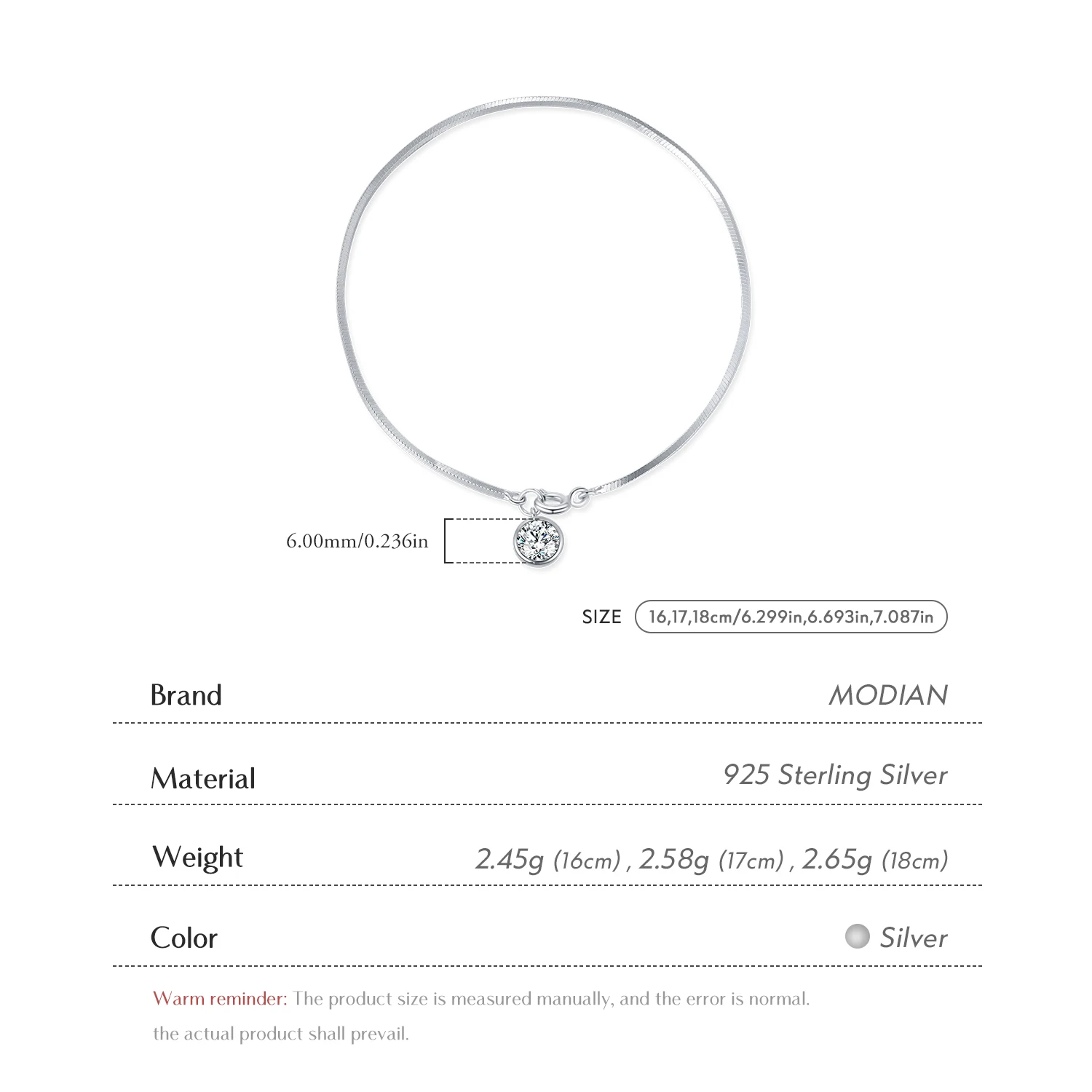 موديان 925 فضة ثعبان سلسلة سوار الذهب الأبيض تألق...