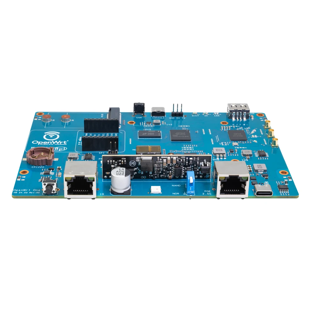Banana Pi OpenWrt One Router Board mini development board smart router MediaTek MT7981B Development Board Dual-band WiFI 6 Via MediaTek MT7976C 2.5GbE RJ45 Port