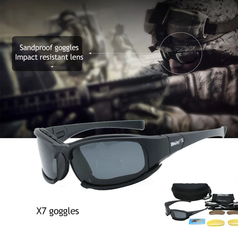 X7 Daisy Glasses Tactical Polarized Goggles Army Sunglasses 4 Lens Original Box Men Shooting Hiking Eyewear Gafas polarized sports glasses polarized glasses shooting glasses polarized goggles tactical goggles