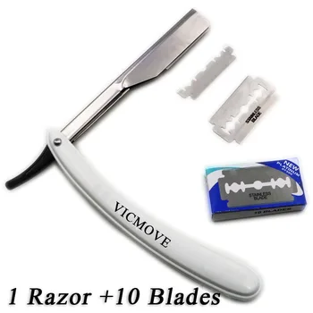 1set uomo Straight Barber edge rasoi coltello da barba pieghevole strumenti per la depilazione con lame da 10 pezzi 1