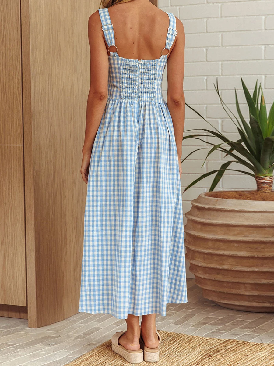 Women s Sleeveless Floral Print Maxi Dress with Spaghetti Straps 2