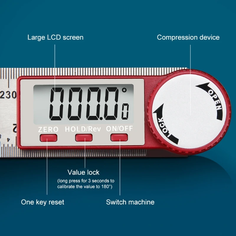 Digital Ruler Meter 0-200mm 0-300mm 0-500mm Ruler Inclinometer Electron Goniometer Protractor Finder Scale Measuring