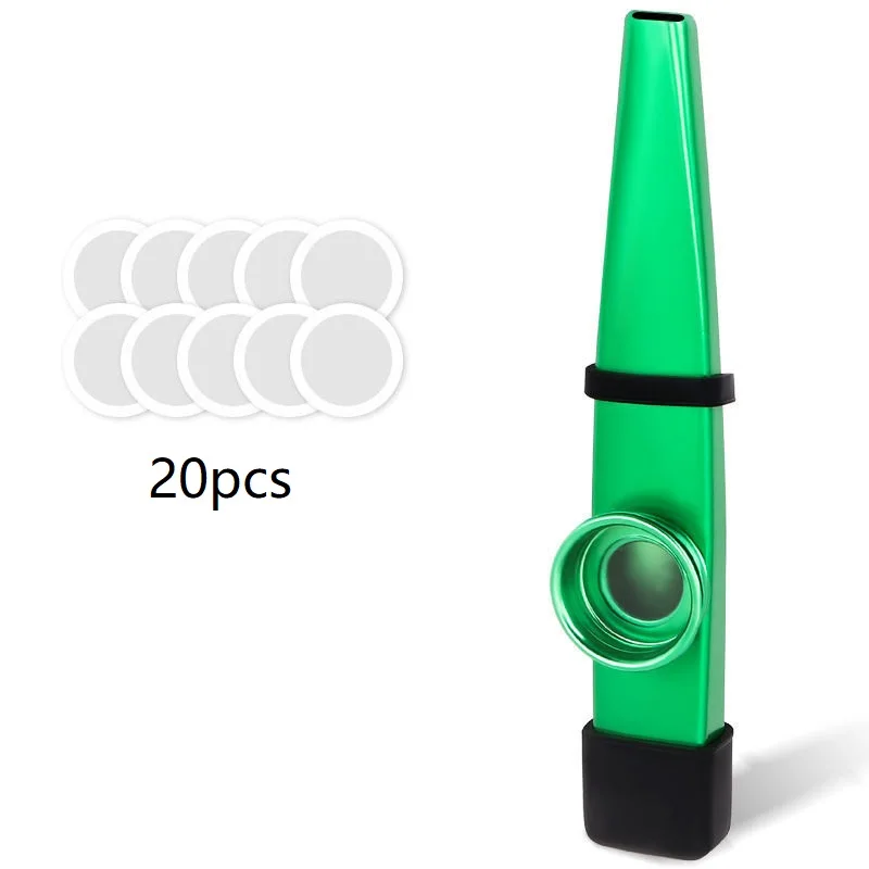 Metal Kazoos With 20 Pcs Kazoo Flute Diaphragms 7 Colors for Ukulele Violin Guitar Piano With Silicone Case