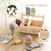 Wooden Ice Cream Toys Pretend Play Simulation Montessori Ice-cream Cone Kitchen Food Toys Preschool Educational for Kids Gifts 4
