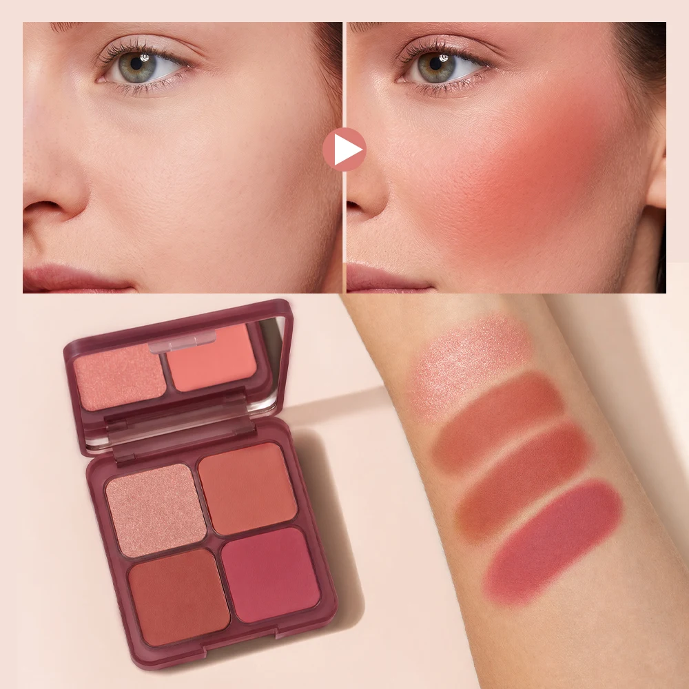 Radiant Glow Blush Palette - Matte & Shimmer Finishes with Rich Pigment and Long-Lasting Wear