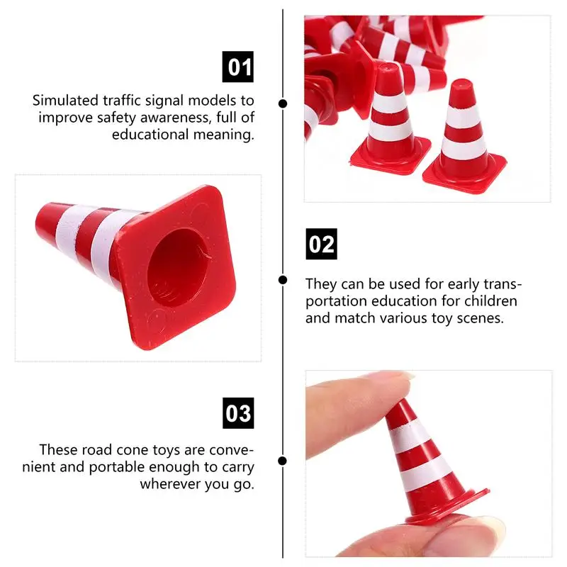 30/50pcs Kids Delicate Road Cones Kindergarten Teaching Aids Traffic Sign Toys Simulation Traffic Warning Sign Safety Road Cone plastic road cone