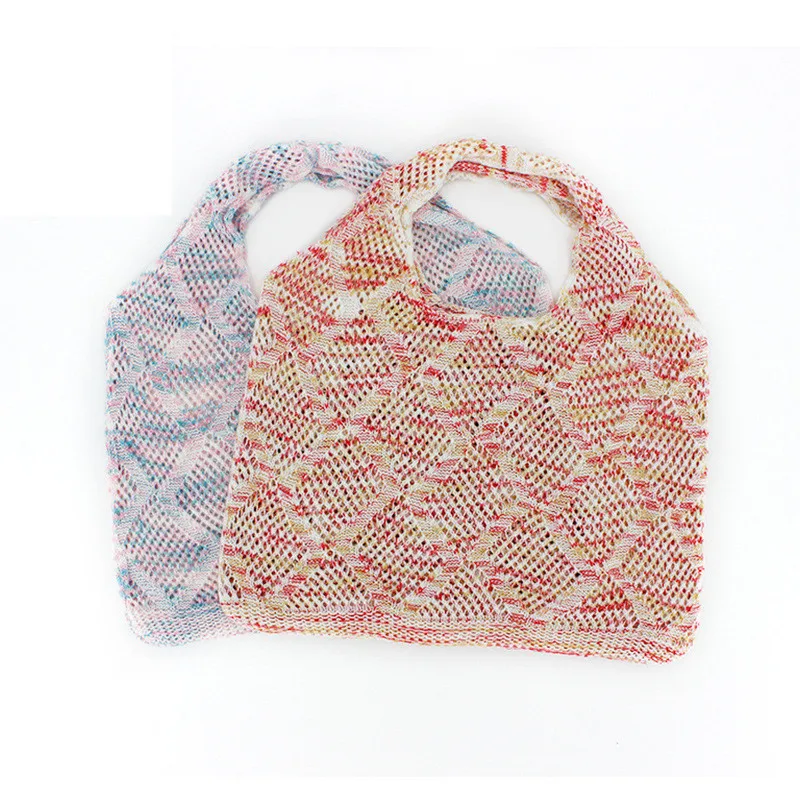 New Wool Knitted Shoulder Shopping Bag for Women Vintage Fashion Cotton Cloth Girls Tote Shopper Bag Large Female Handbag