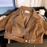 Veste de printemps et d'automne pour filles de 2 3 4 5 6 8 ans, manteau en cuir artificiel pour enfants, vêtements d'extérieur résistants aux taches, nouvelle mode 2