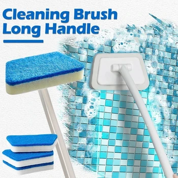 Spazzola per pulizia spugna da bagno Strumento multifunzionale Manico lungo Spazzole per vasca da bagno rimovibili per pavimenti domestici Spazzola per piastrelle in ceramica 1