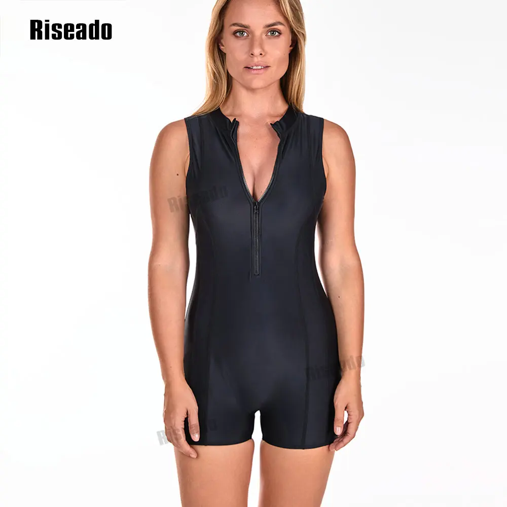 Riseado Boyleg One Piece Athletic Swimsuits with Shorts Sport Lap Bathing Suit Racerback Swimwear