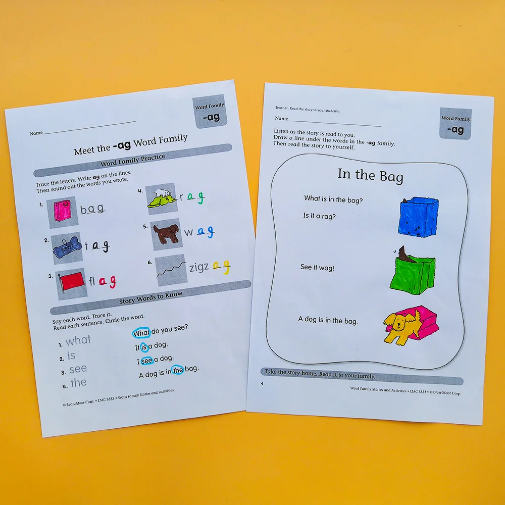 Word Family Stories and Activities Level A~D Children kid learning English root classification English Book for perschool 4