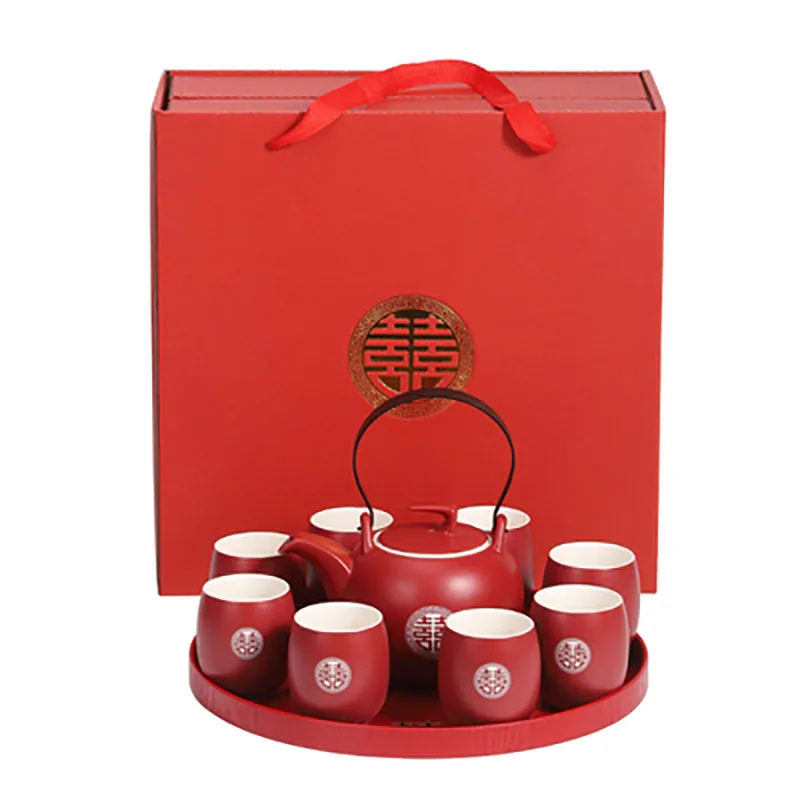 Chinese Tea Cup Set for Wedding, Red Tea Set, Sancai Cover Bowl, Wedding Supplies