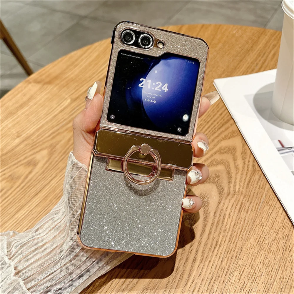 Glitter Diamond Ring Holder Gradient Electroplating Shockproof Case
