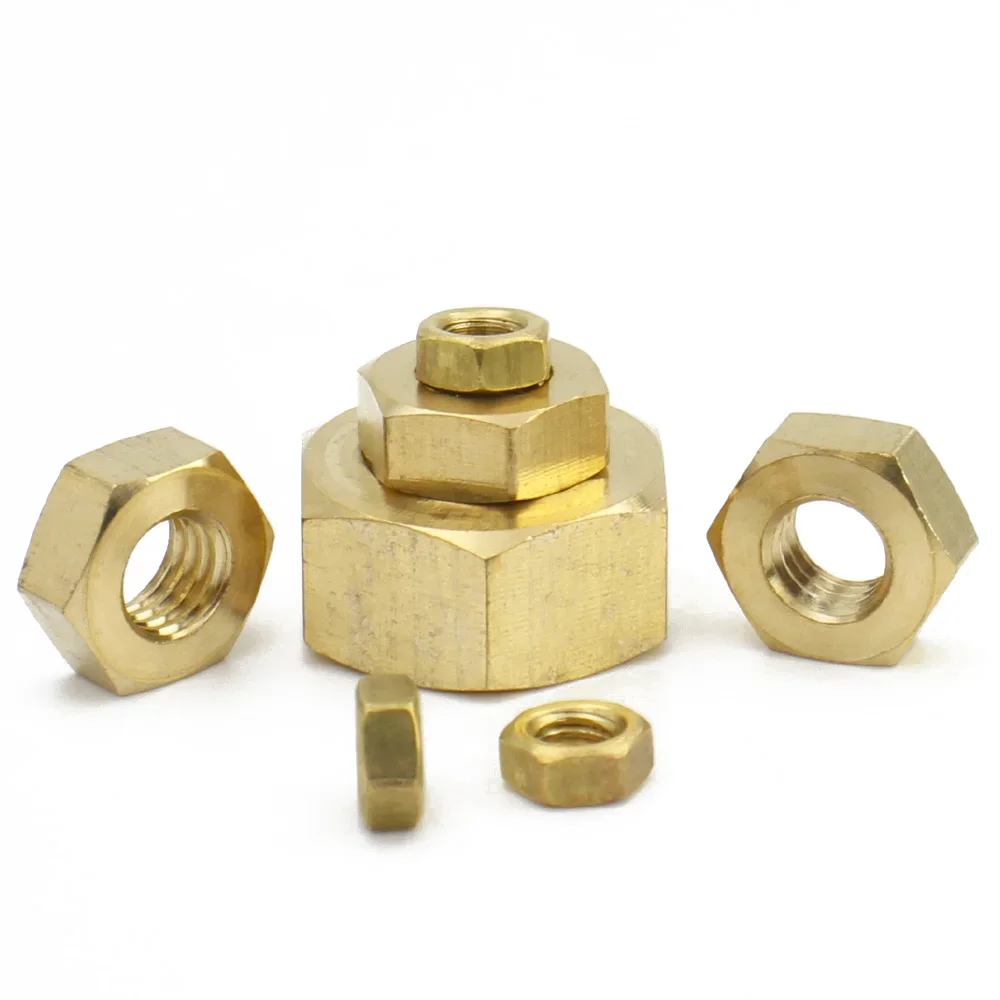1-100pcs DIN934 Solid Brass Copper Hex Hexagon Nut for M1.4 M1.6 M2 M2.5 M3 M4 M5 M6 M8 M10 M12 M14 M16 M18 M20-M20 Screw Bolt auto fasteners,brass insert nuts
