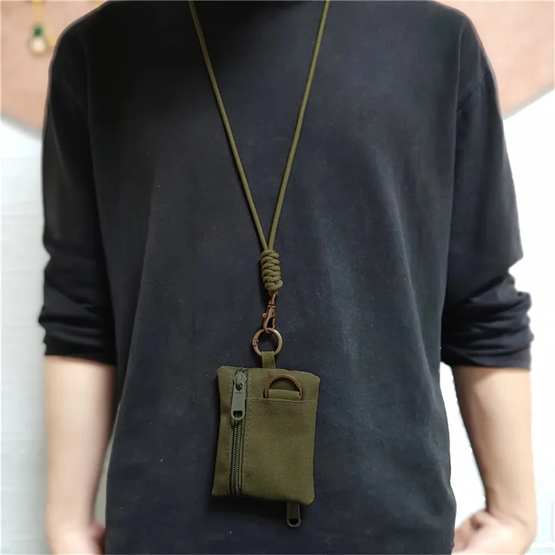 EDC Pouch Mini Wallet Key Card Carrier Holder Small Travel Waist Bag Camping Hiking Hunting Accessories Pouch With Lanyard 4