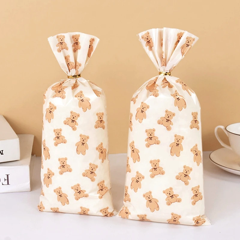 30/50 stücke Teddybär Süßigkeiten Geschenk Tasche Kunststoff Cookie Dessert Verpackung Taschen Kinder Geburtstag Party Dekoration Lieferungen Baby Dusche