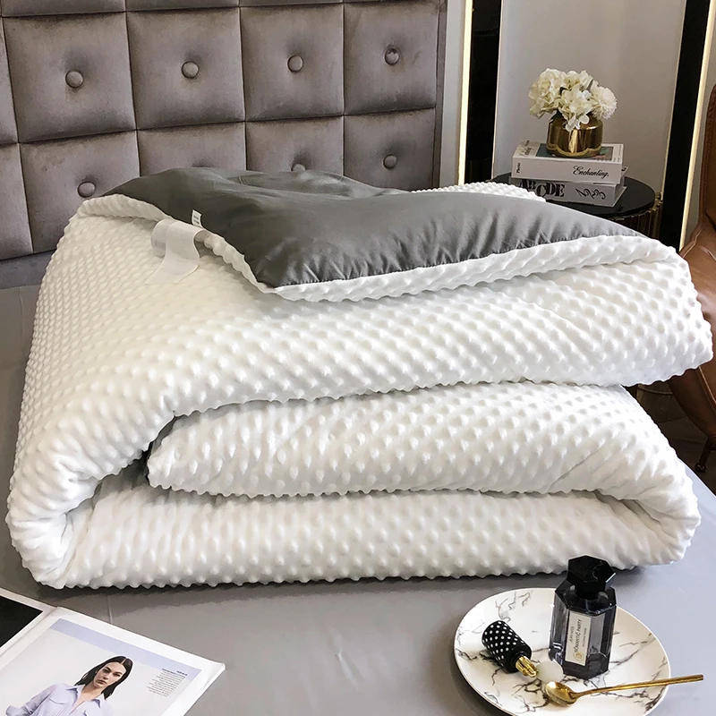 Bean Velvet Massage Quilt Winter Thickening Warm Comforter Quilt Soft Skinfriendly Queen