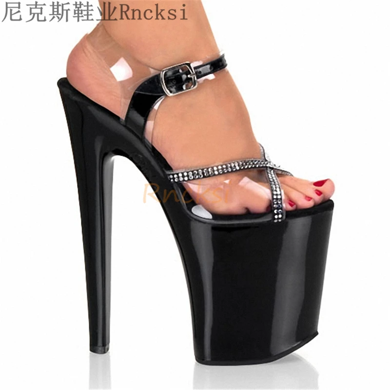 

Rncksi 20cm Platform Sexy Shoes Woman Summer Sandals Platform High Heel Transparent Stripper Heels Wedding Party Nightclub Shoes