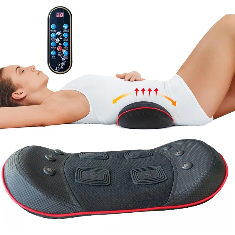 

Electric Lower Back Massager Heated Lumbar Support Back Traction Device Waist Massager Stretcher Cushion with Airbag Pain Relief