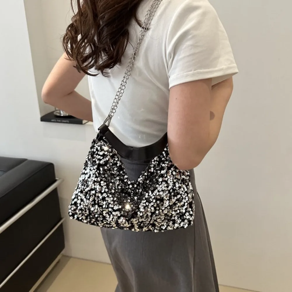 

Handbag Sequins Crossbody Bags Shiny Underarm Bag Square Hobo Bag Simple Colorful Chain Sequins Shoulder Bags