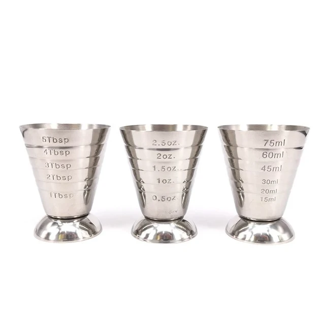 75Ml Stainless Steel Measure Cup Jigger Shot Drink Spirit Mixed Cocktail  Beaker 