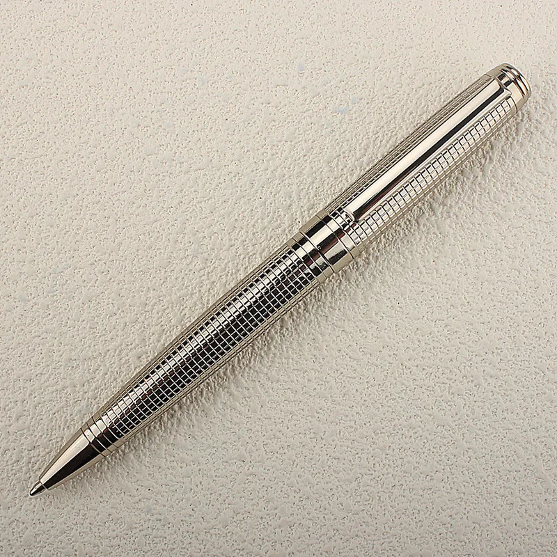 قلم حبر جاف معدني فضي فاخر من الفولاذ المقاوم للصد...
