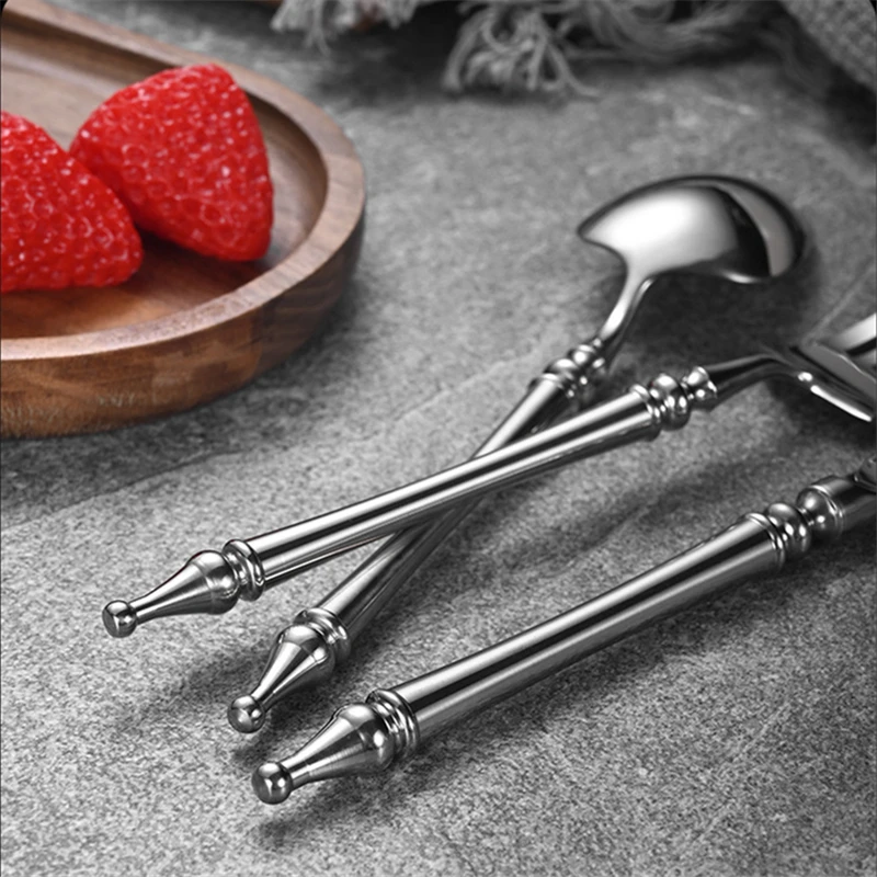Slim 304 Stainless Steel Cutlery Set French Dinnerware Clamp Western Table Knife Fork Tea Spoon Flatware Festival Decor cutlery set western style cutlery set picnic cutlery set stainless steel cutlery set picnic tableware camping cutlery set