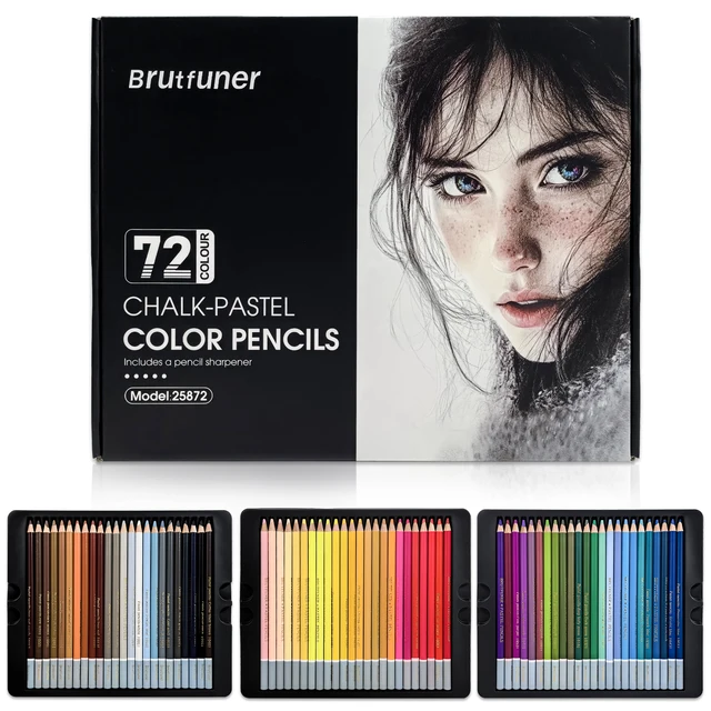 Pro Chalk-Pastel Color Pencils,Set of 24/72 Colors,Color Charcoal Pencils for Drawing Sketching Coloring Shading 1