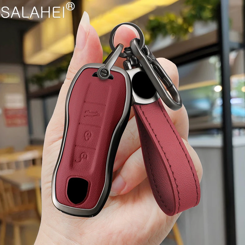 

Car Key Case Cover Shell for Porsche 718 Panamera Spyder Carrera Macan Taycan Boxster Cayman Cayenne 911 970 981 991 Accessories