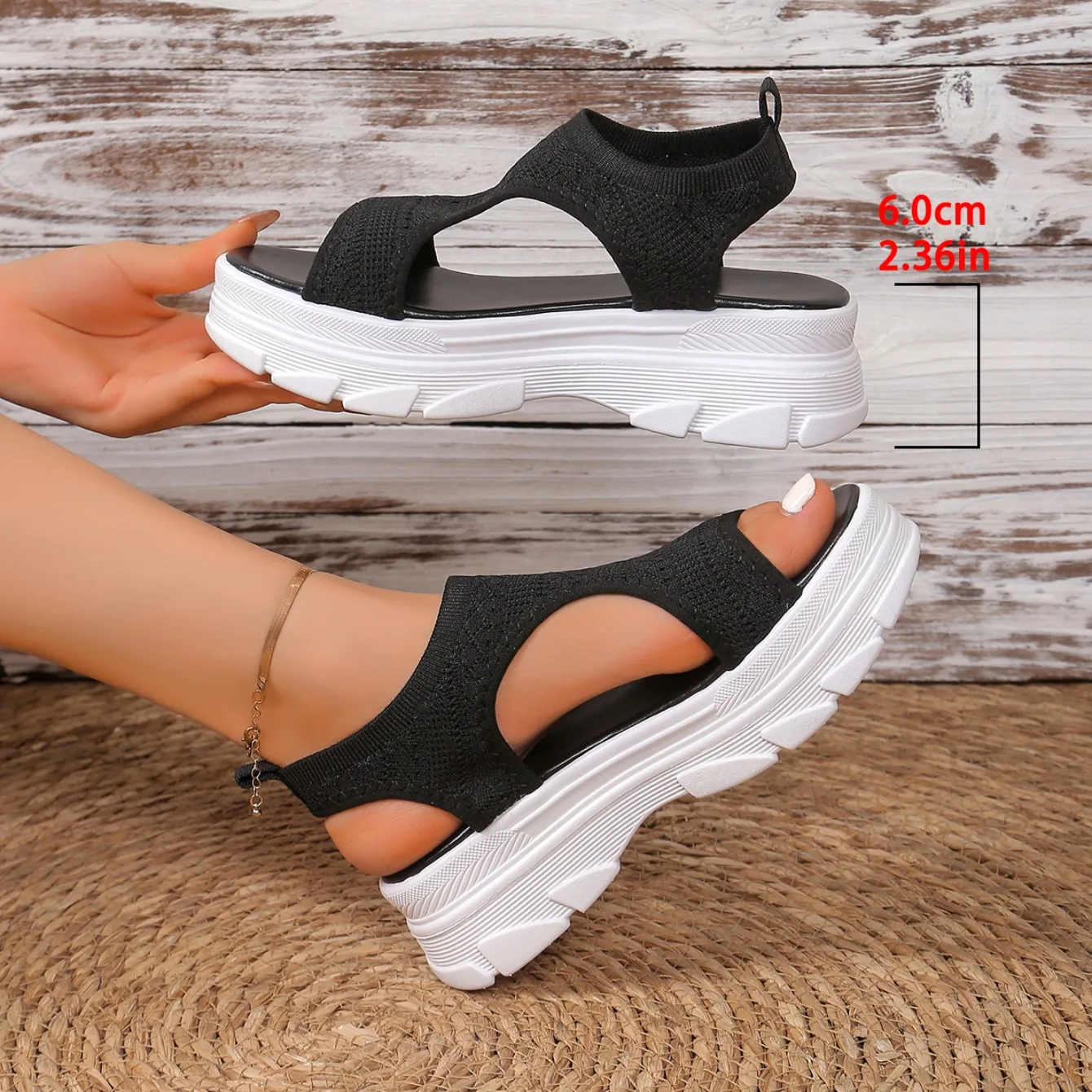 2026 Neue Mesh-Fischplattform Damenschuhe Sommer-Sandalen Damen Offene Zehen Keilsandalen Leichte Freizeitschuhe – Detail 12