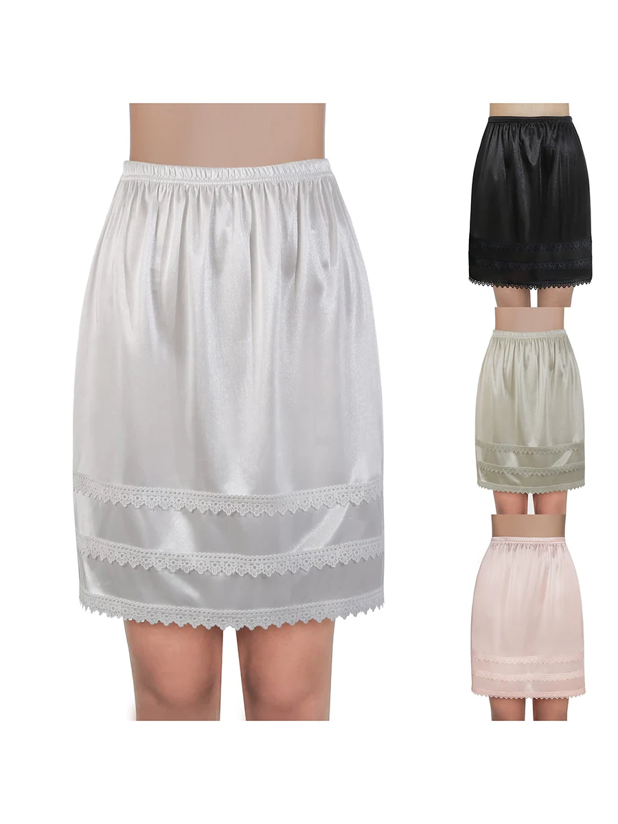 Lace Half Slips For Women Satin Skirt Under Anti-static Half Slip Comfortable Lightweight Slip Skirt half slip skirt