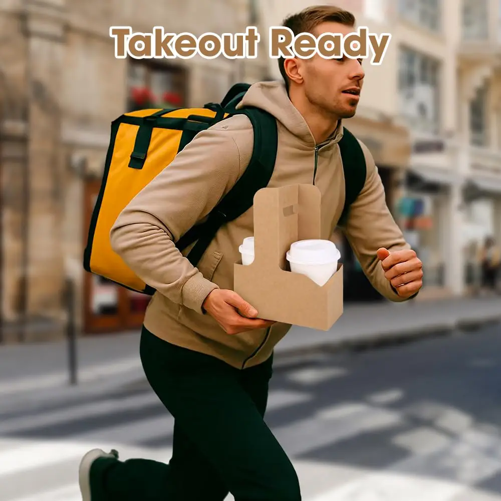 Drink Holder with Handle Paper Cup Holder Coffee Drink Holder Tray Disposable Takeaway ... - SKU DHH01300 - UGI Packaging