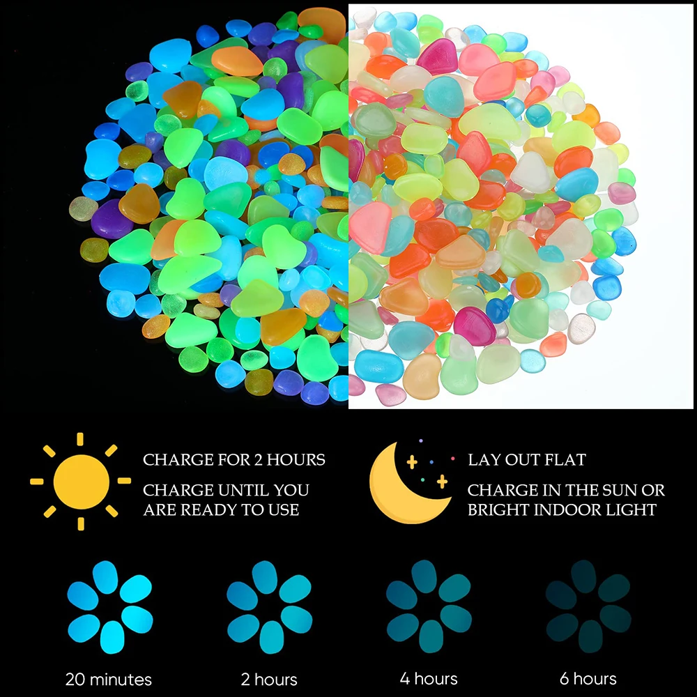 Luminous Stones Glow in The Dark Garden Pebbles Rocks For Home Outdoor Walkways Garden Path Patio Lawn Yard Fish Tank 200/50pcs